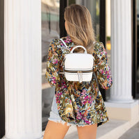 Thumbnail for Ashley Small White Leather Backpack Purse -