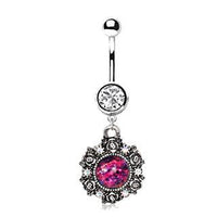 Thumbnail for 316L Stainless Steel Victorian Style Pendant Dangle Navel Ring -