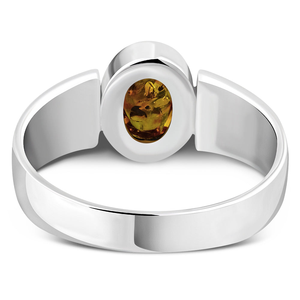 Creidne - Celtic Baltic Amber Sterling Silver Ring - 8 SIZES -