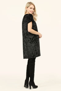 Thumbnail for Riah Fashion - Short Sleeve Crushed Velvet Tunic Dress - 11 COLORS -