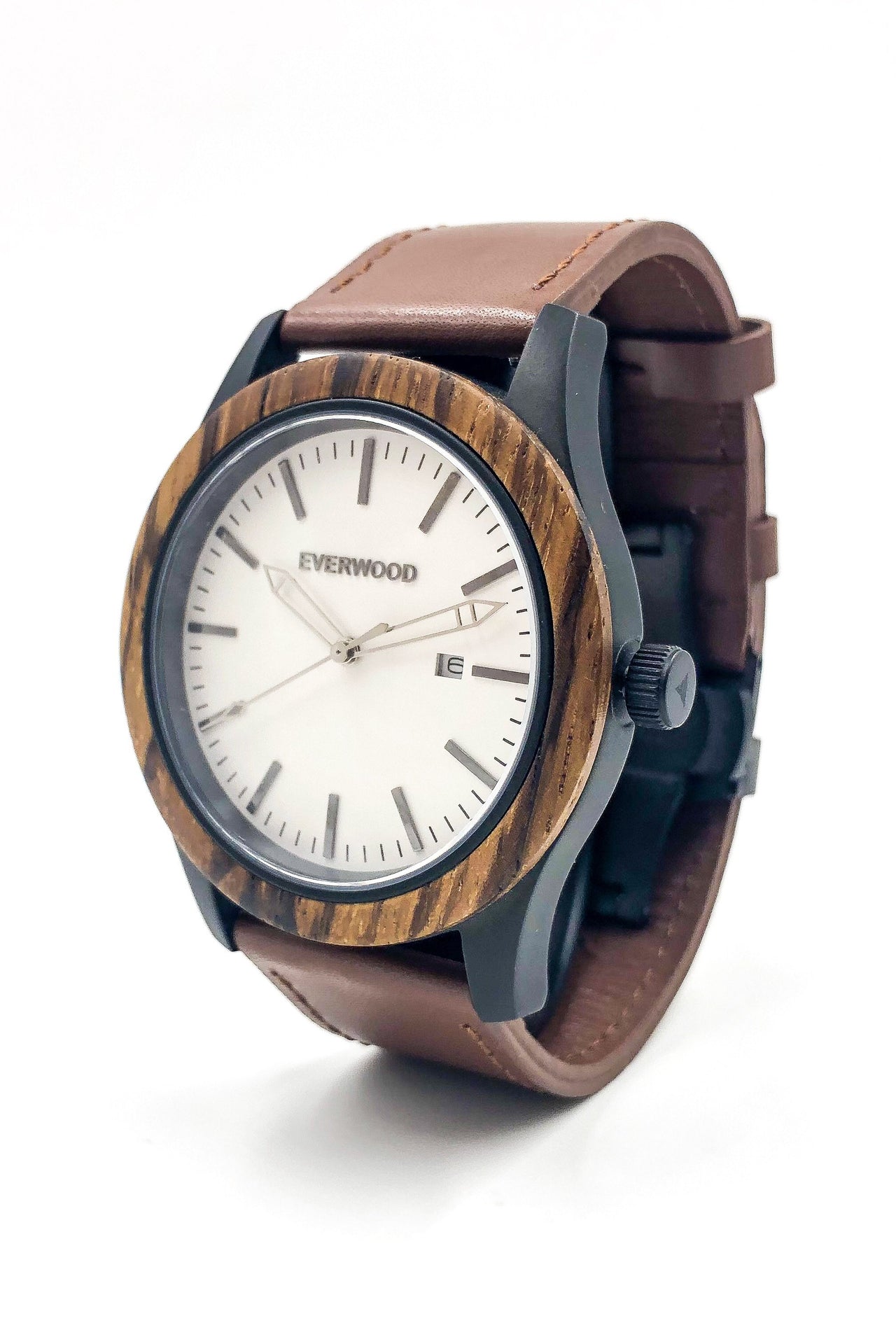 Everwood - Inverness - Zebrawood & Brown Leather -