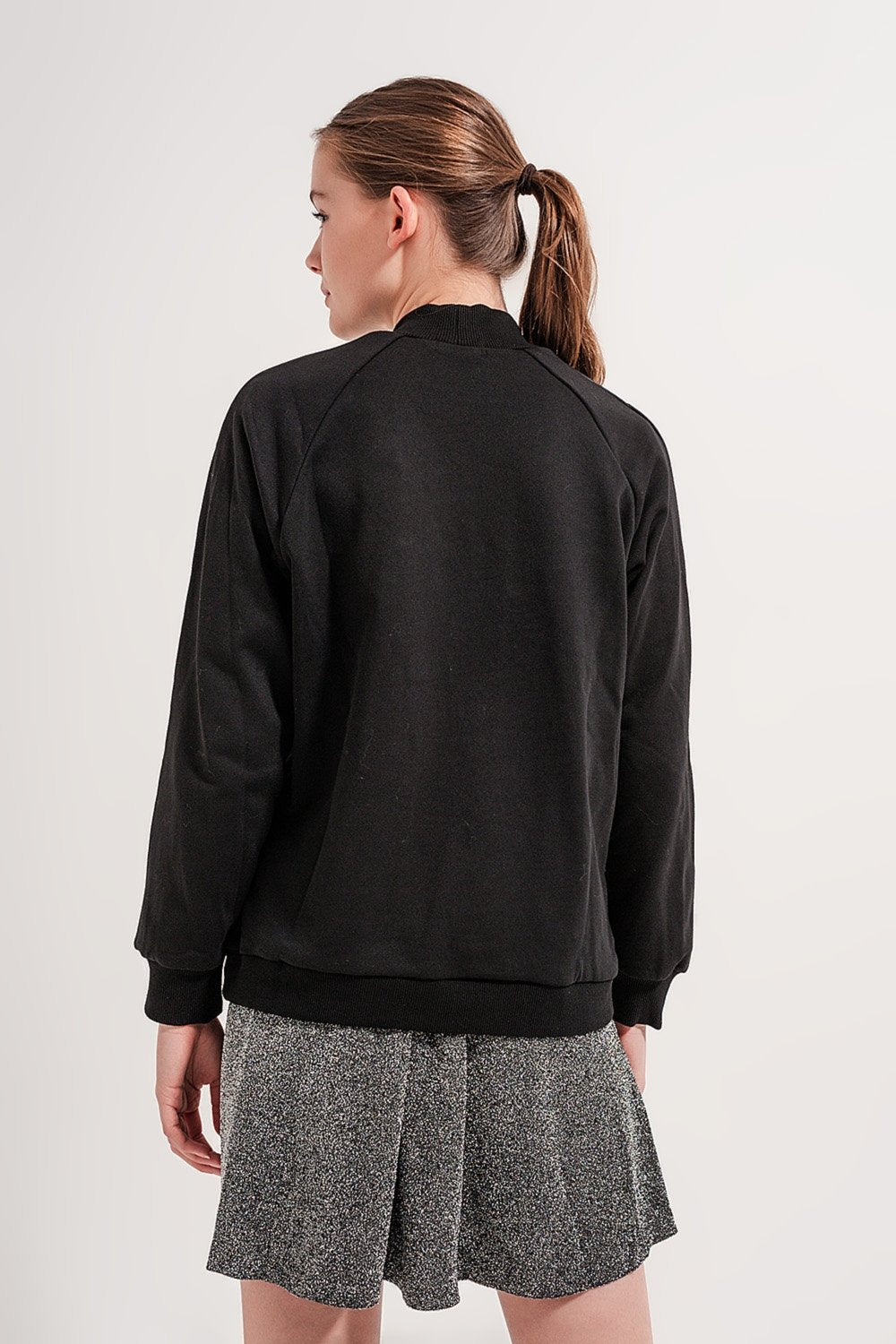 Q2 - High Neck Sweatshirt in Black - 2 SIZES REMAIN! - 1 COLOR -