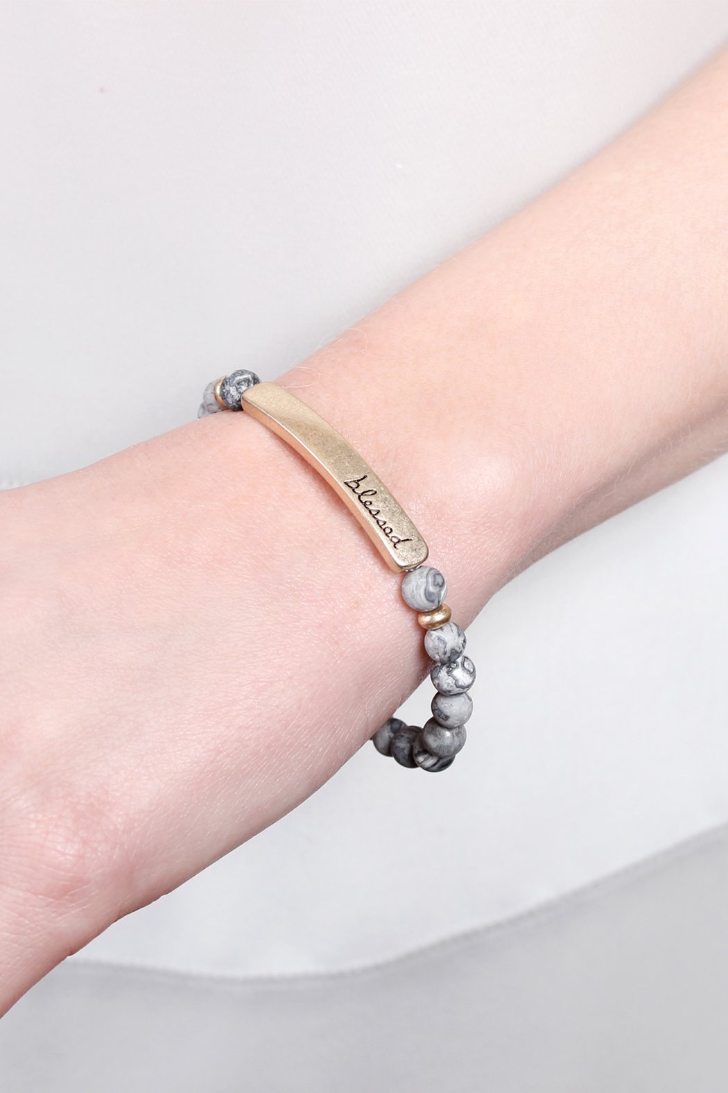 "Blessed" Bar Natural Stone Bracelet - 4 COLORS -