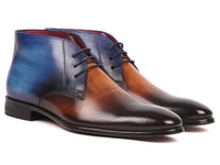 Thumbnail for Paul Parkman - Men's Chukka Boots Brown & Blue -