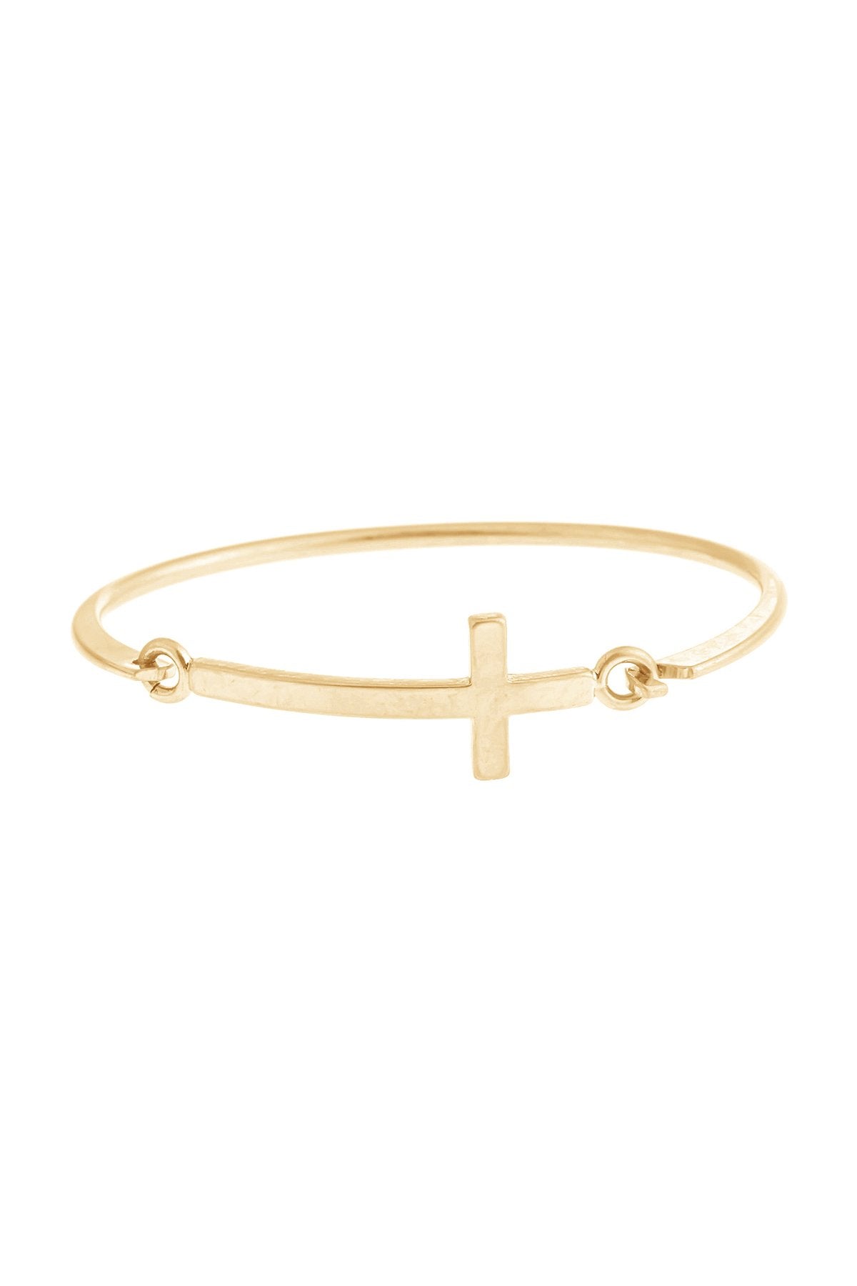 Cross Charm Cuff Bracelet - 5 FINISHES