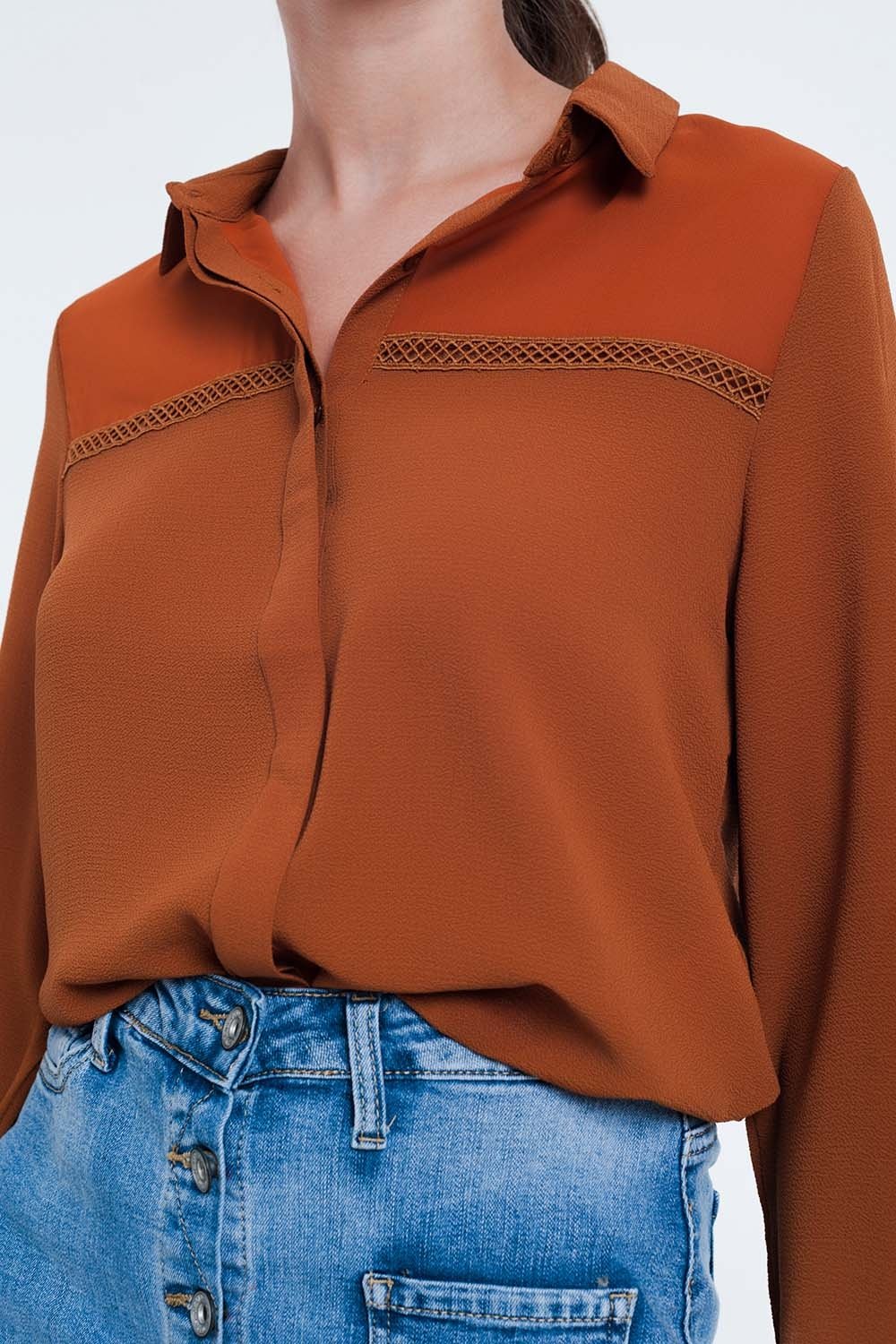 Q2 - Front Insert Blouse Orange - 1 COLOR -