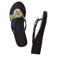 Thumbnail for SAND BY SAYA N.Y. - Pear - Rhinestone Mid Wedge Flip Flops - 2 COLORS -