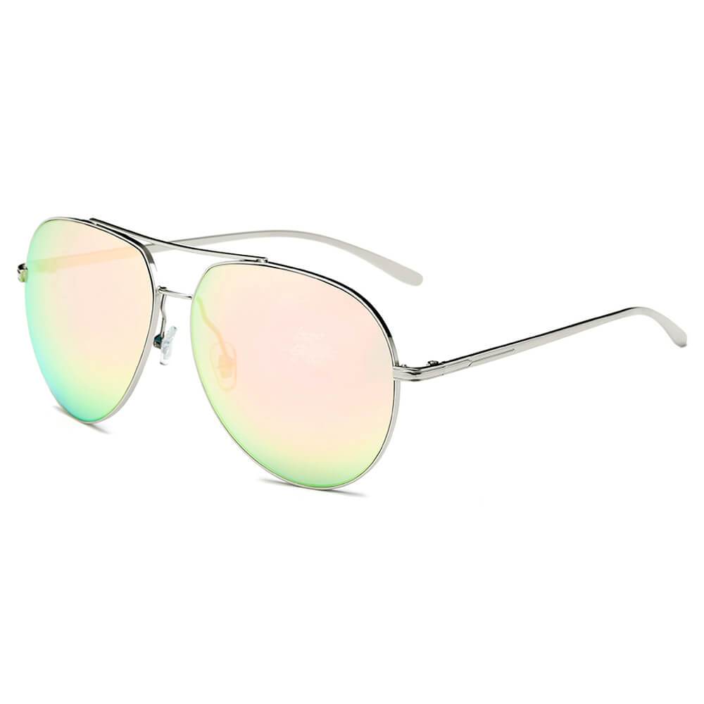 Estero | CD01 - Oversize Mirrored Lens Aviator Sunglasses - 5 COLORS -