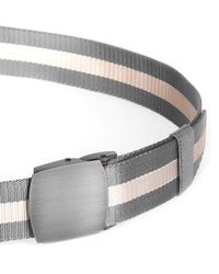 Thumbnail for Mens One Size Adjustable Strap Stripe Nylon Web Belt With Metal Buckle - 6 COLORS -