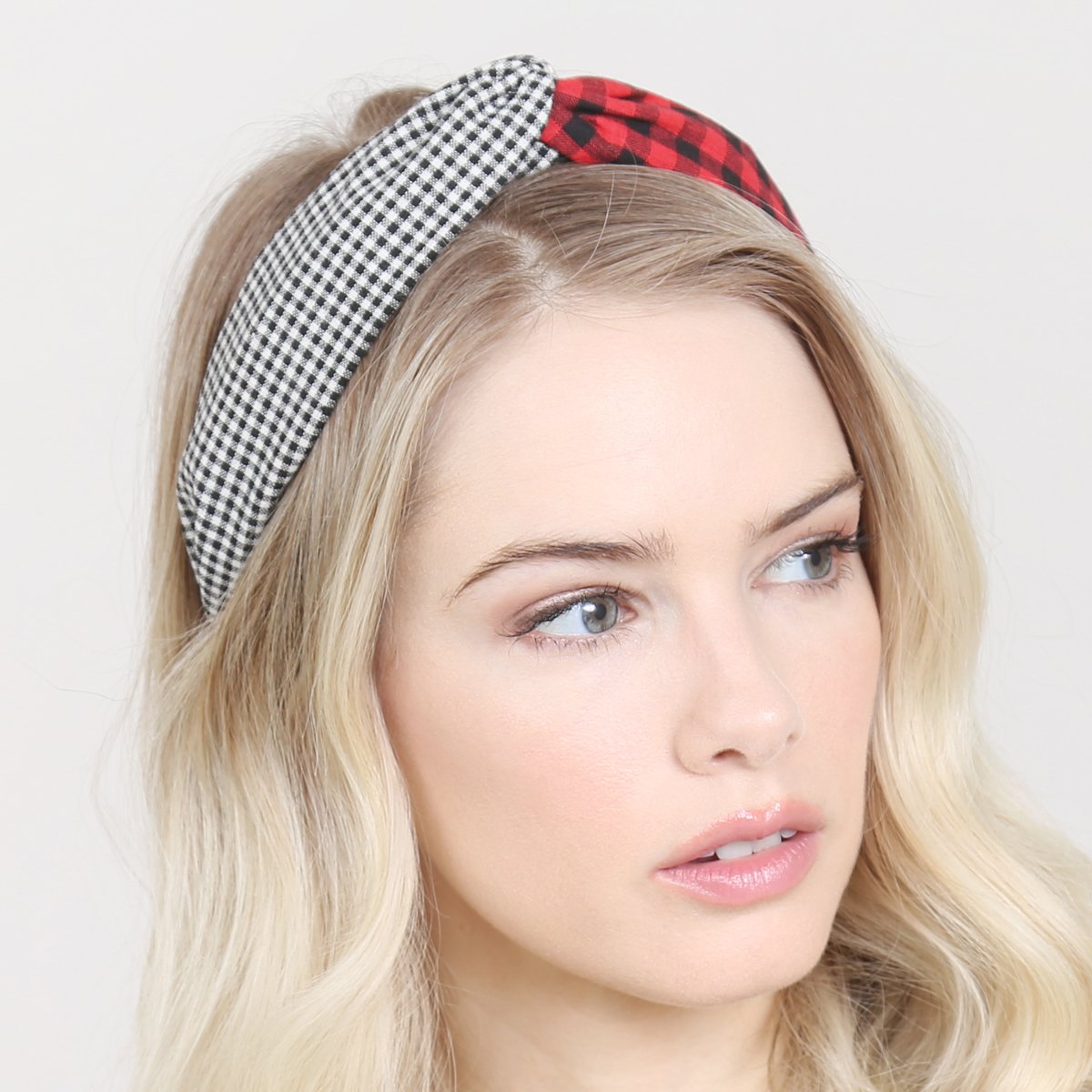 Riah Fashion - Plaid Knotted Fabric Coated Hair Band - 2 COLORS -