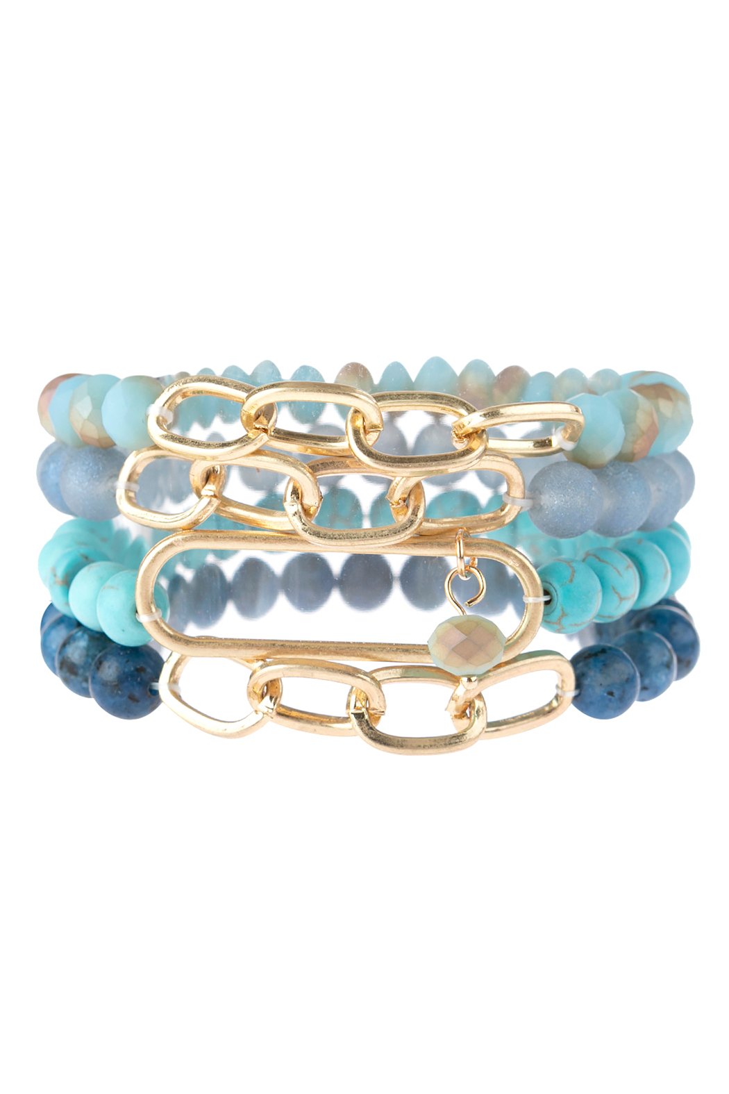 Riah Fashion - Chain Beaded Stretch Bracelet - 6 COLORS -