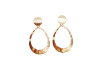 Thumbnail for Christy Jean - Kinsley Geometric Oval Earrings in Hammered Gold -