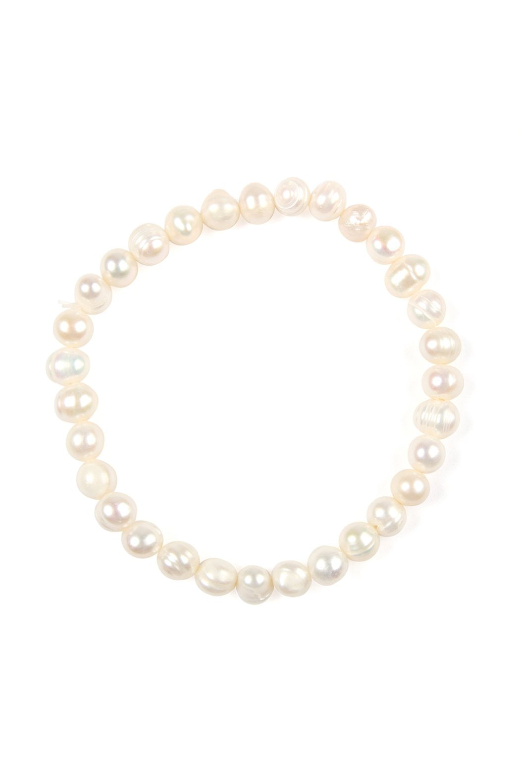 Glass Coated Fresh Pearl Stretch Bracelet - 6 COLORS