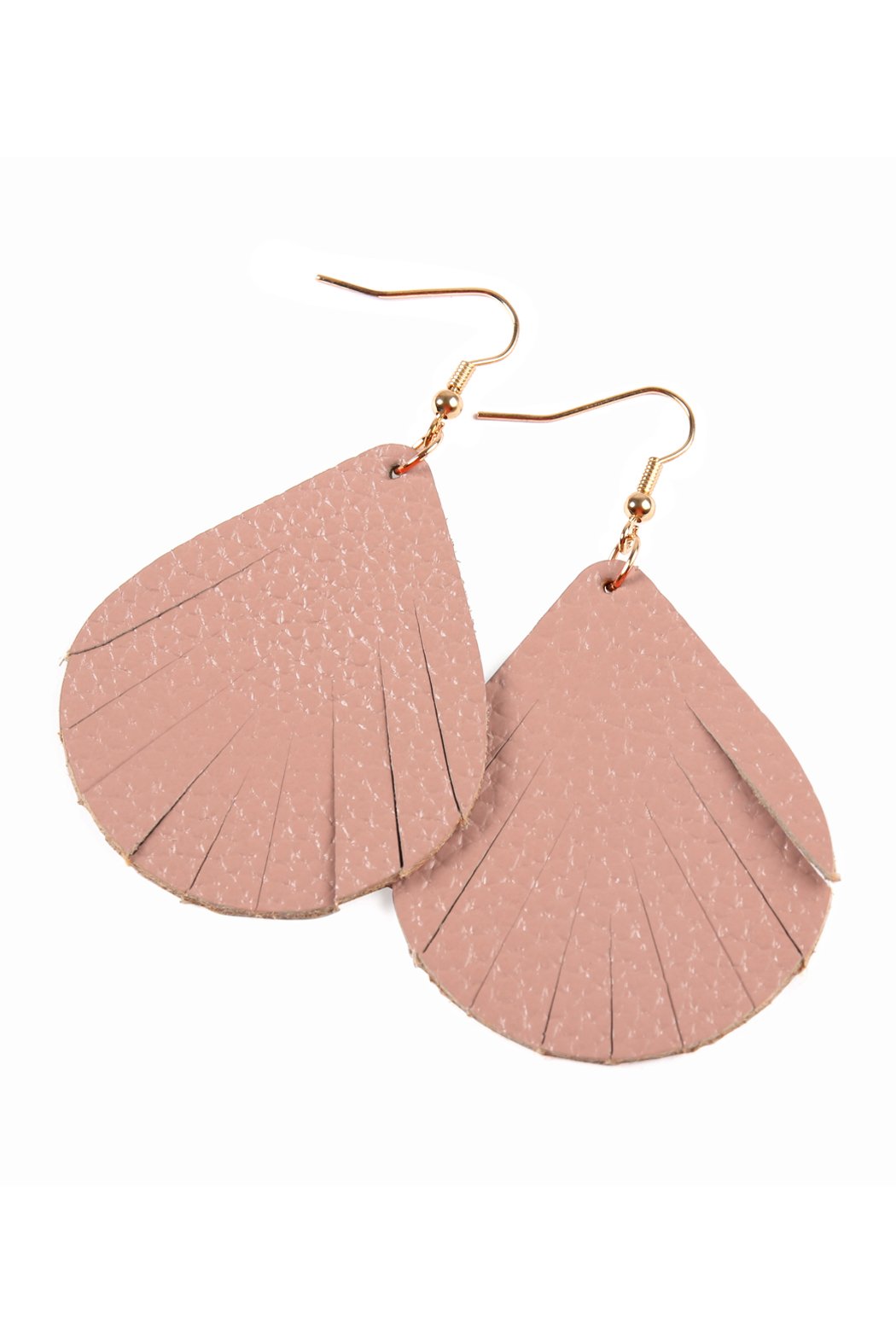 Fringed Pear Shaped Leather Earrings - 10 COLORS