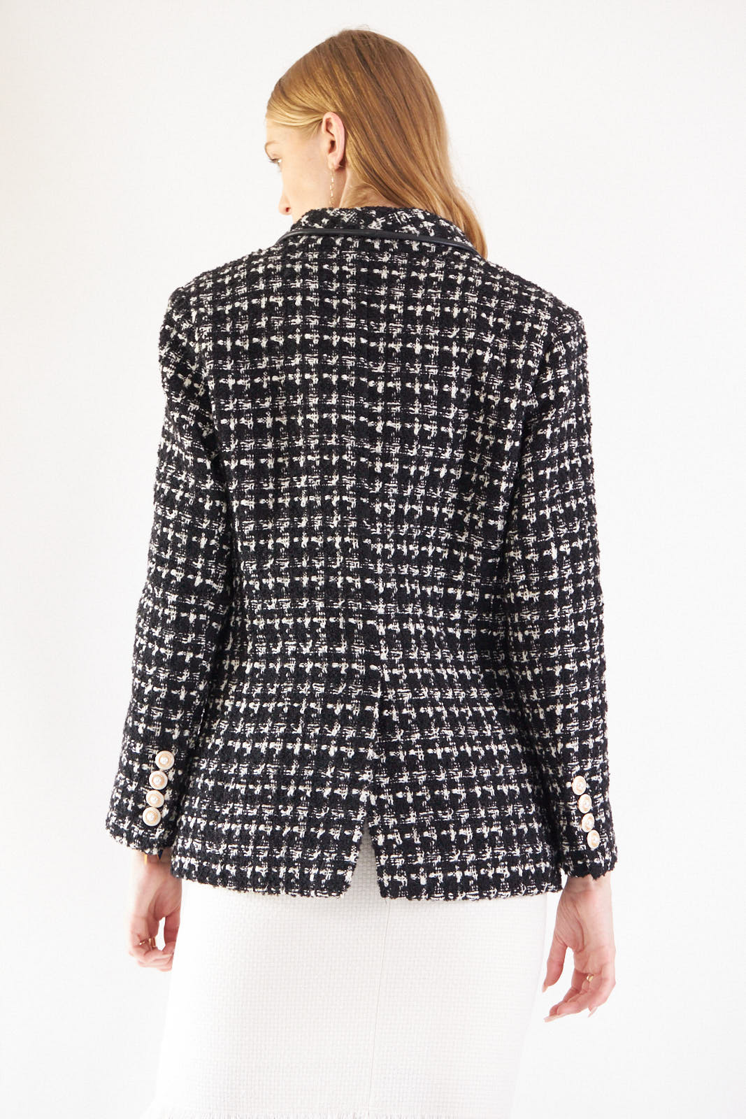 Le Reussi - Italy - Power Woman- Black & White Tweed Checkers Jacket - 1 COLOR -