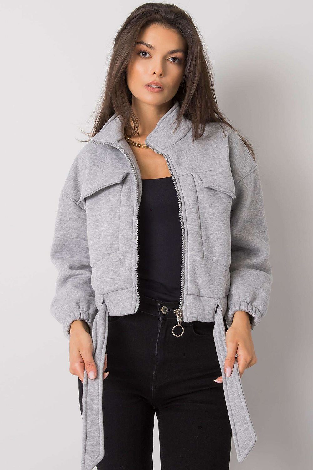 Ex Moda - Crop Sweatshirt Jacket - 1 COLOR -