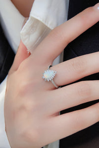 Thumbnail for Platinum-Plated Opal Pear Shape Ring - T - SIZES 5 THRU 10 - 1 COLOR -