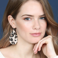 Thumbnail for Leopard Print Fabric Fish Hook Teardrop Earrings - 5 COLORS -