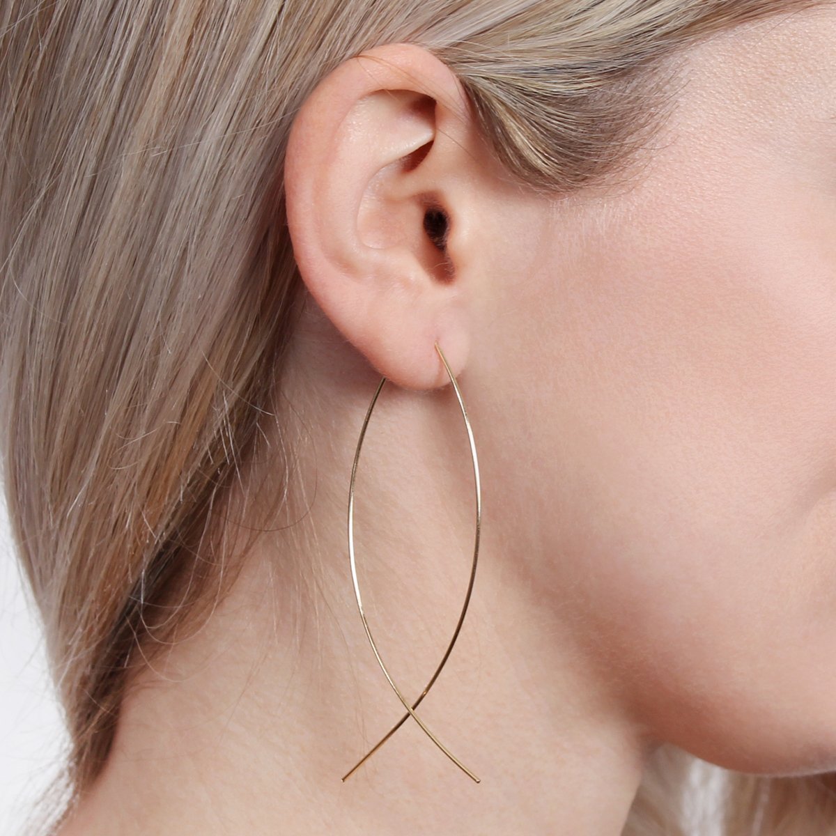 Gold Fish Brass Hoop Earring - 3 FINISHES -