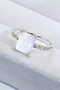 Thumbnail for Square Moonstone Ring - T - SIZES 6 THRU 9 - 3 FINISHES -