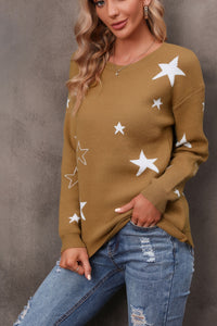 Thumbnail for Star Round Neck Sweater - T - 2 COLORS -