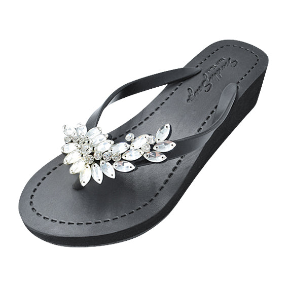 SAND BY SAYA N.Y. - Manhattan Crystal - Rhinestone Mid Wedge Flip Flops - 2 COLORS -