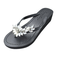 Thumbnail for SAND BY SAYA N.Y. - Manhattan Crystal - Rhinestone Mid Wedge Flip Flops - 2 COLORS -