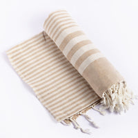 Thumbnail for Hilana Upcycled Cotton - Fethiye Blanket Throw - Beige - 95cm X 71cm - 1 COLOR -