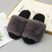 Thumbnail for Faux Fur Open Toe Slippers - T - 5 COLORS -