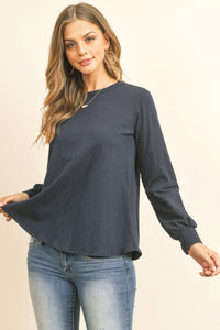 Thumbnail for Riah Fashion - Long Sleeve Round Neck Solid Top - 17 COLORS -