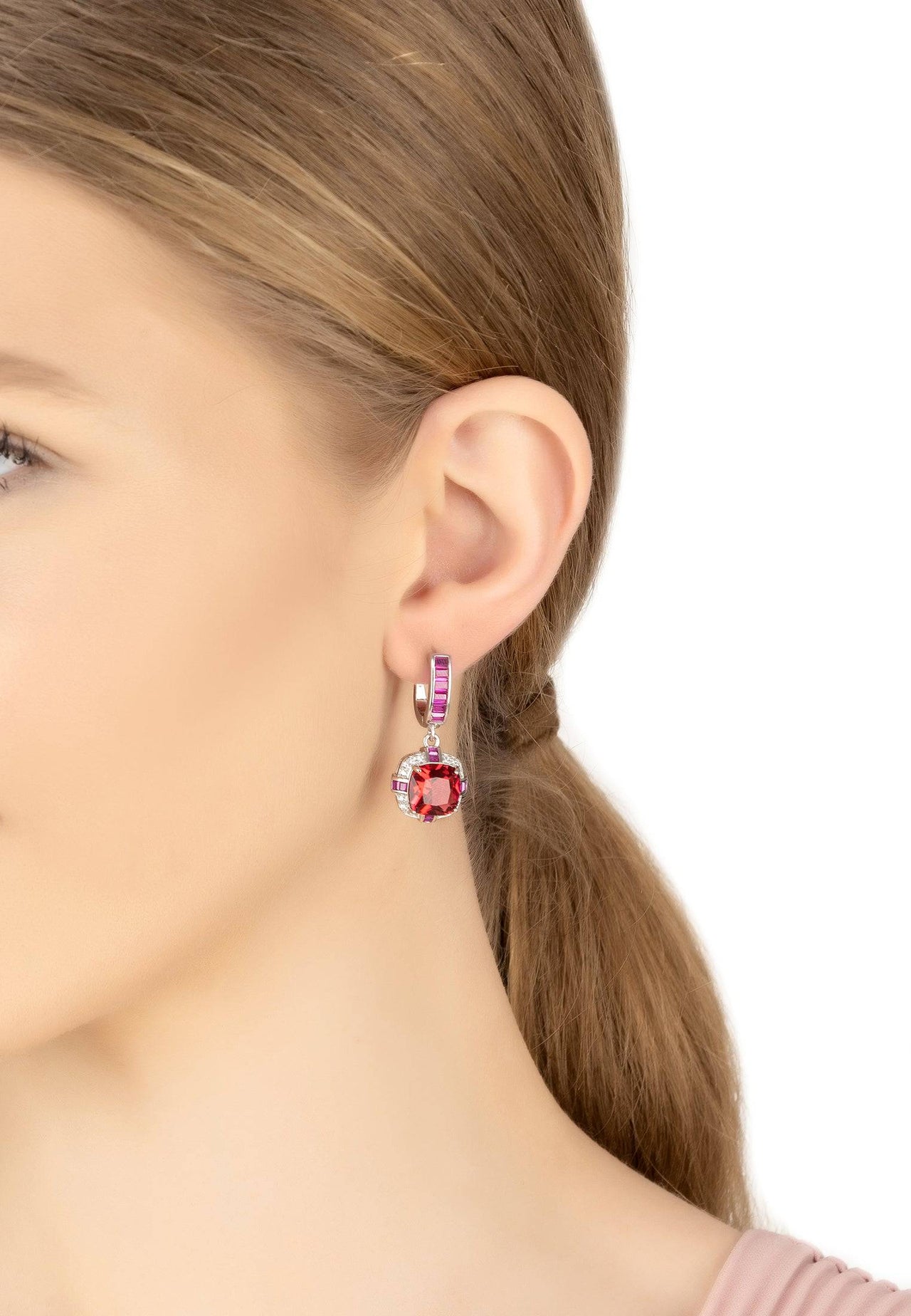 LATELITA - Windsor Silver Earring Ruby -