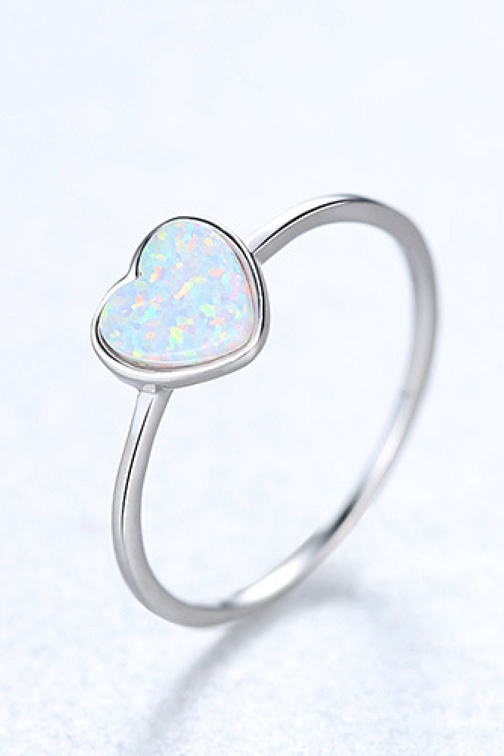 Opal Heart 925 Sterling Silver Ring - T - SIZES 6 THRU 9 - 3 COLORS -