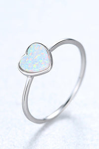 Thumbnail for Opal Heart 925 Sterling Silver Ring - T - SIZES 6 THRU 9 - 3 COLORS -