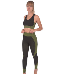 Thumbnail for Savoy - Trois Seamless Leggings & Sports Top 2 Set - Black With Green - 2 PCS - 1 COLOR -