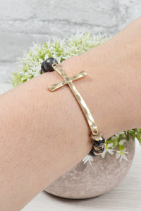 Thumbnail for Riah Fashion - Mix Beads Hammered Cross Bracelet - 9 COLORS -