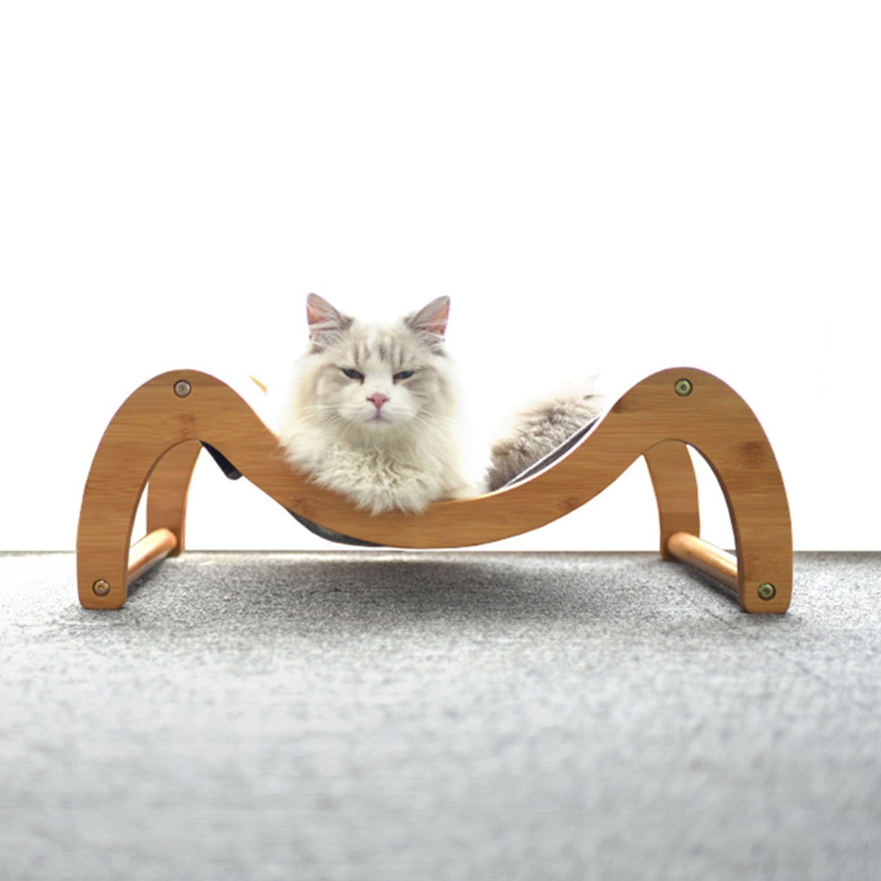 Instachew - Raunji Hammock for Small to Medium Pets, Durable Flat Bed With Bamboo Wooden Frame, Mouldable Linen -