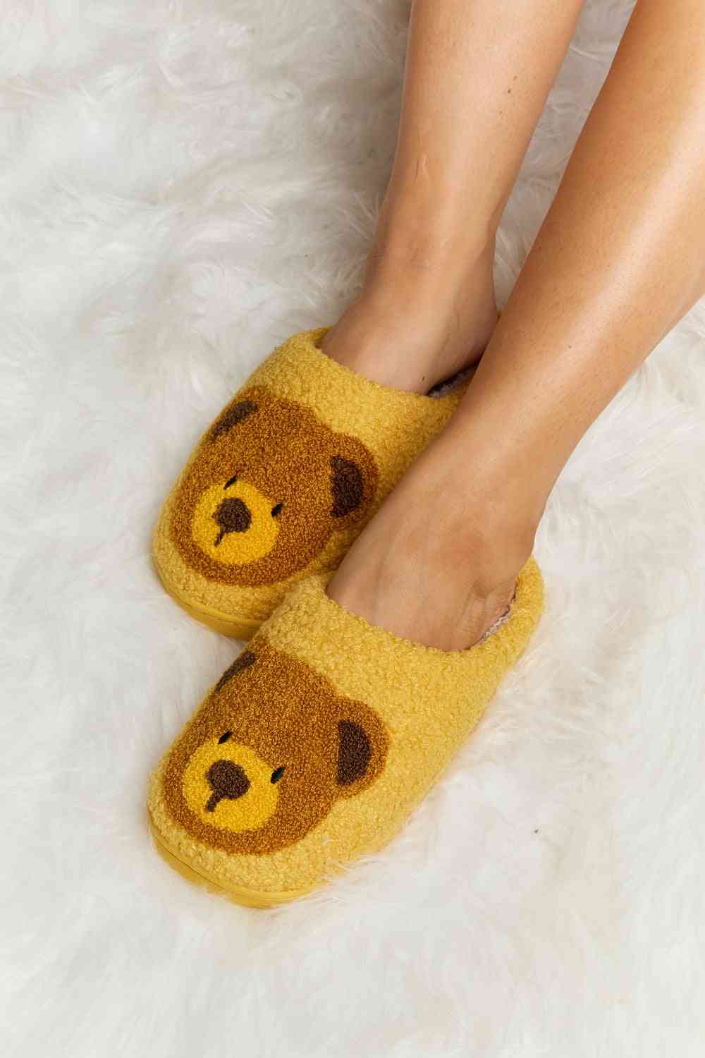 Melody Teddy Bear Print Plush Slide Slippers - T - 6 COLORS -