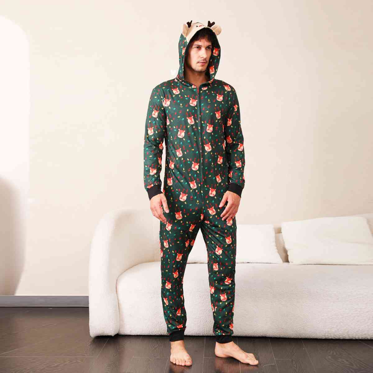 MEN Printed Hooded Long Sleeve Jumpsuit - T -