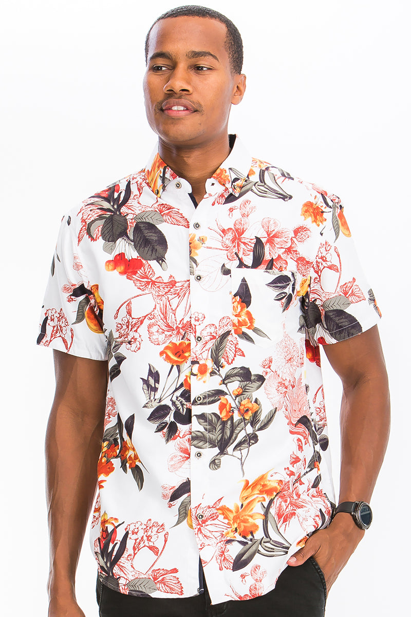 WEIV - Digital Print Hawaiian Short Sleeve Shirt -