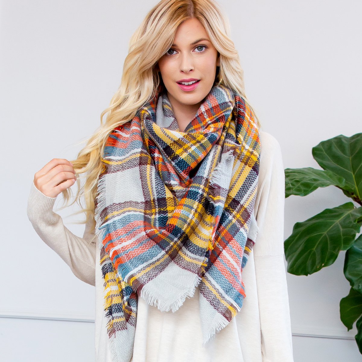 Riah Fashion - Fringe Blanket Scarf -