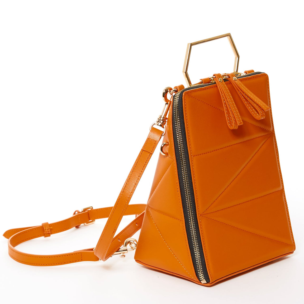 Heidi Dark Orange Leather Backpack Purse -