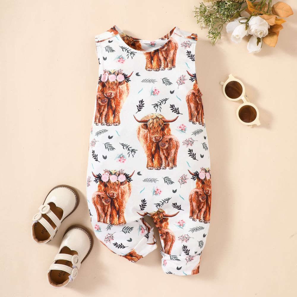 Baby Animal Print Round Neck Sleeveless Jumpsuit - T - 4 SIZES - 1 COLOR -