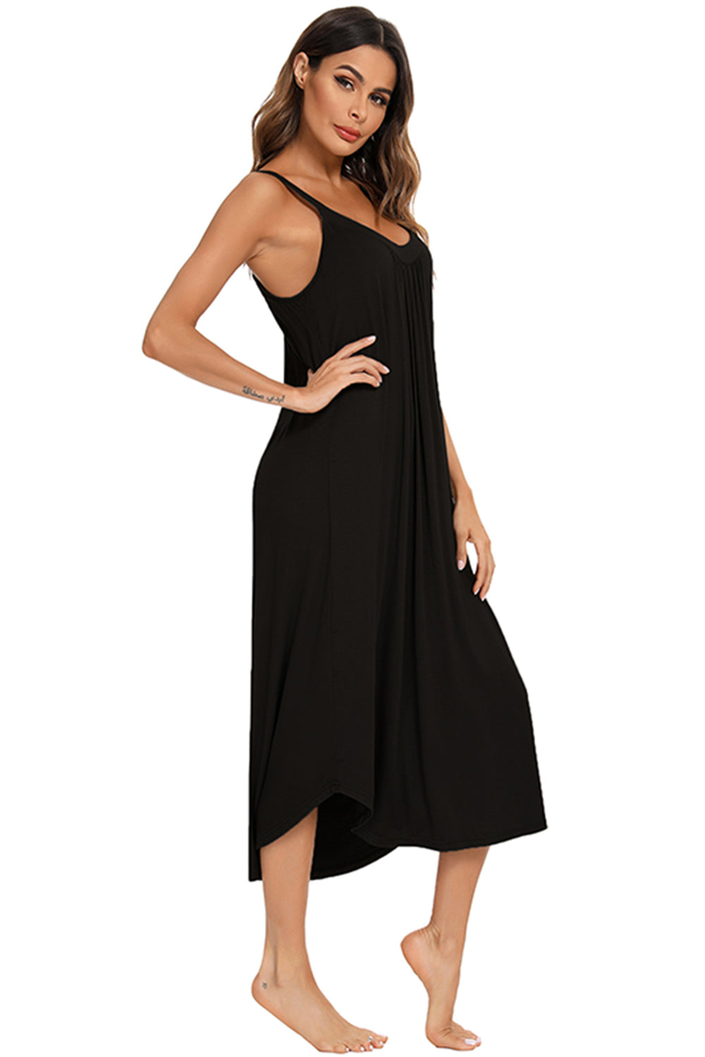 V-Neck Midi Lounge Dress - T - 4 COLORS -