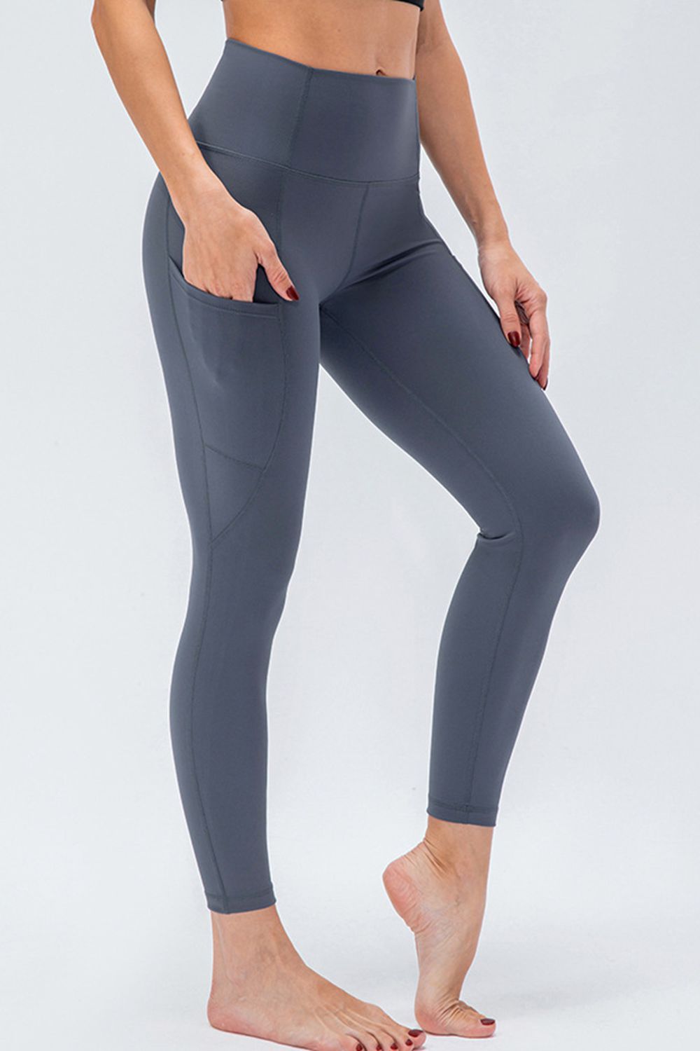 Breathable Wide Waistband Active Leggings with Pockets - T - 2 COLORS -