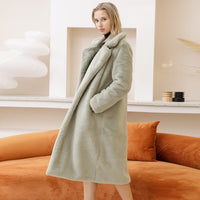 Thumbnail for Sharon Tatem - Plush Thick Warm Loose - Faux Rabbit Fur Coat - Loose Lapel - 11 COLORS -