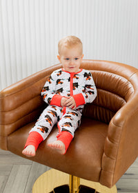 Thumbnail for Eclipse Kids - Tree-Mendous Christmas - Red - Long Sleeve Zipper Sleep Romper -