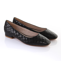 Thumbnail for Classic Leather Square Toe Ballerina - (Black)