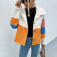 Thumbnail for Color Block Button Down Collared Jacket - T - 4 COLORS -