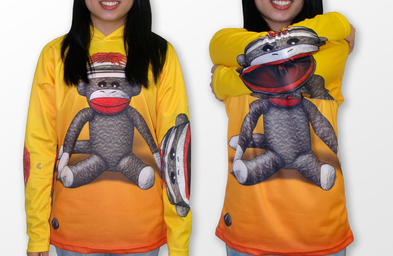 Mouthman - SOCK MONKEY Hoodie Chomp Shirt - ADULT SIZES AVAILABLE! - 13 SIZES -