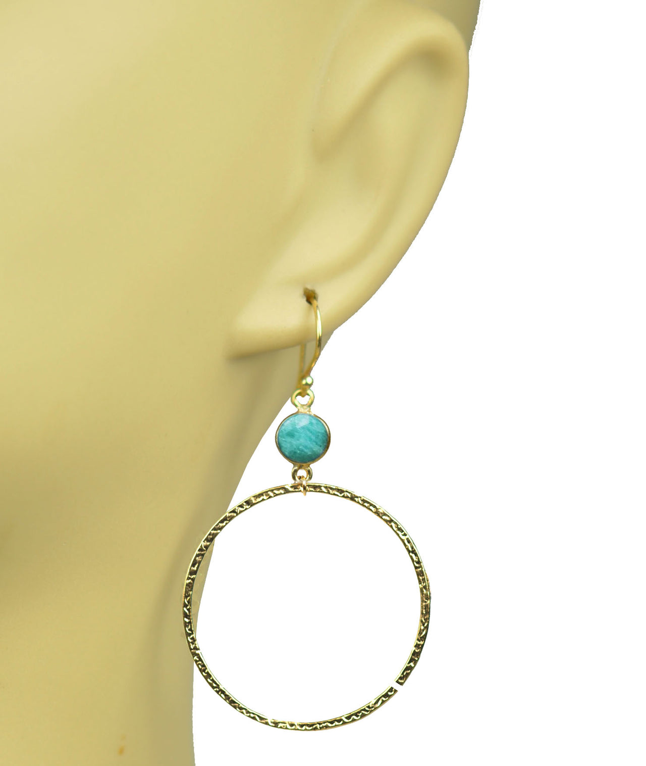 Gena Myint - Amazonite Bezel Circle Earrings -